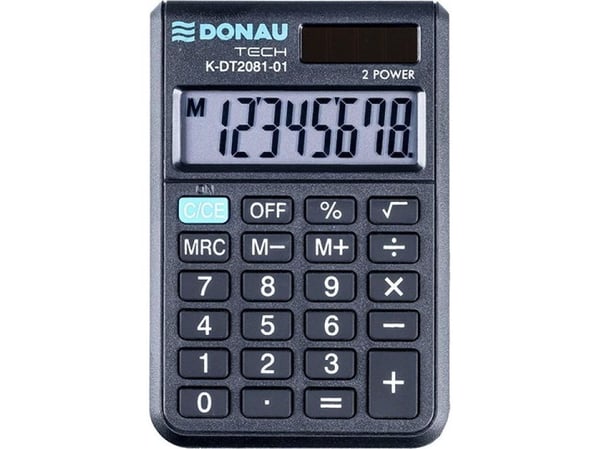 donau tech fickräknare, 8-siffrigt display, 90x60x11 mm, svart
