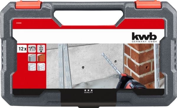 kwb 240280, Hammerbor, Borehode for mur, Porebetong, Betong, Kalkstein, Stein, SDS-pluss, 12 stk.