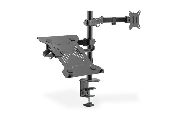 DIGITUS - Monteringssett (klemme, notebook-bakke, skjermarm, hurtigutløsende VESA-plate) - for skjerm / notebook - universal - plastikk, stål - mat...