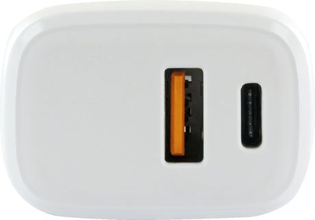 Schwaiger - Strømadapter - 230 V quick charger - 20 watt - 3 A - PD - 2 utgangskontakter (USB-C, USB) - hvit