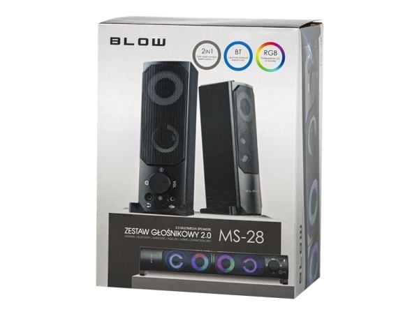 BLOW MS-28, 2-veis, 2.0 kanaler, Ledning & Trådløs, 6 W, 60 - 20000 Hz, Sort