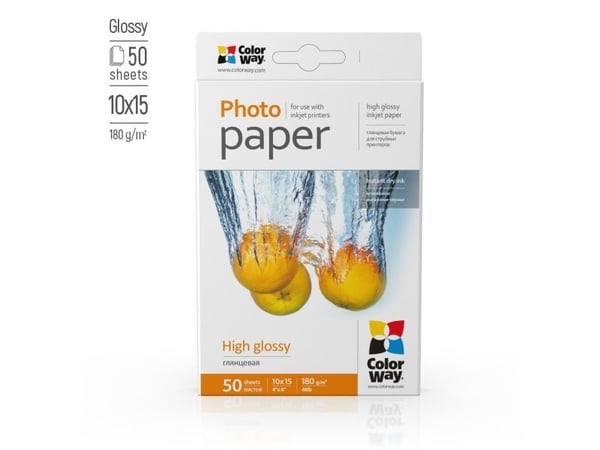 ColorWay - Høyblank - 100 x 150 mm - 180 g/m² - 50 ark fotopapir