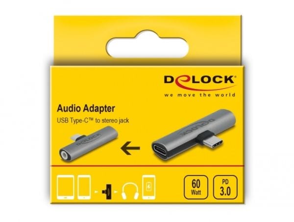 DeLOCK 64186, USB Type-C, USB Type-C + 3.5mm, Naaras, Uros, Suora, Suora