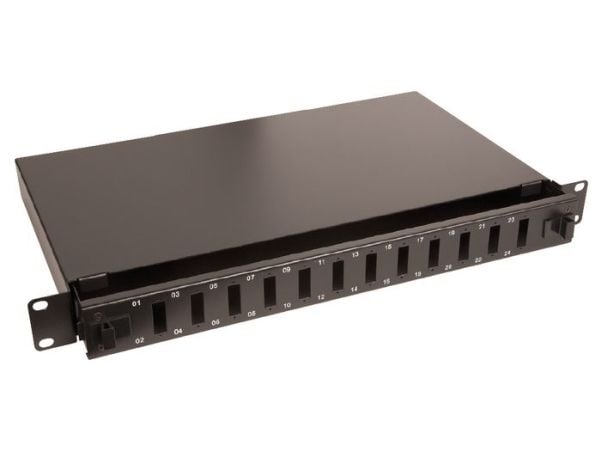 Lanview - Koblingspanel - rackmonterbar - LC Quad/SC Duplex X 12 - svart - 1U - 19"