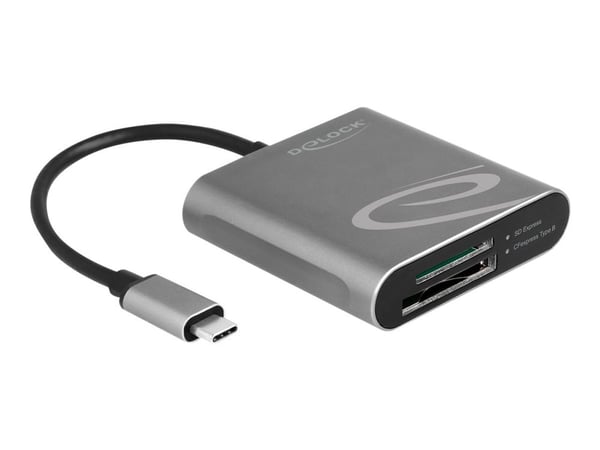 Delock - Kortleser (SDHC, SDXC, SDHC UHS-I, SDXC UHS-I, SDHC UHS-II, SDHC UHS-II, CFexpress 2.0 Type B, SD Express) - USB-C 3.2 Gen 2 - for Windows...
