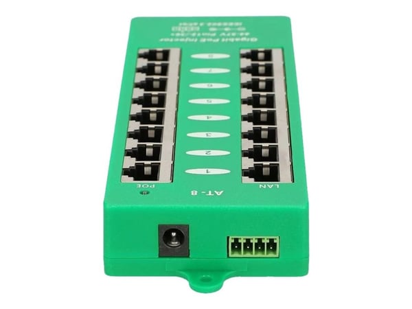 Extralink ACTIVE POE INJECTOR 8 PORT GIGABIT 802.3AT/AF MODE A - 1 Gbps - 8-Port, Gigabitti Ethernet, 10,100,1000 Mbit/s, 1000/10000, 48 V