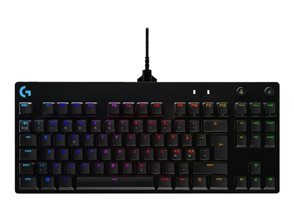 Logitech Pro - Tastatur - bakgrunnsbelyst - USB - QWERTY - Storbritannia - tastsvitsj: GX Blue Clicky - svart