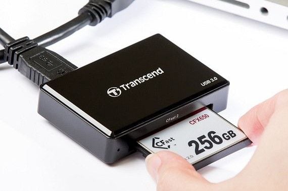 Transcend CFast 2.0 USB3.0, CF, CF-tyyppi II, Musta, CE/FCC/BSMI/KC/RCM/EAC, USB 3.2 Gen 1 (3.1 Gen 1), 5 V, 67,6 mm