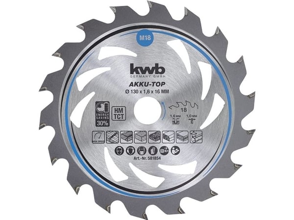 kwb 581854, Tungsten Carbide Tipped (TCT), Sponplate, Løvtre, Plast, Kryssfiner, Mykt tre, 13 cm, 1,6 cm, 1 mm, 1,6 mm