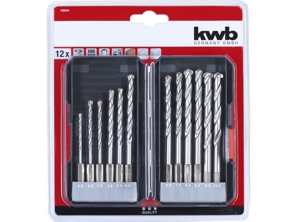 kwb 108840, Drill, For murverk, 3 mm, Kunstig stein, Kalkstein, Naturstein, Karbid, Sekskanttange