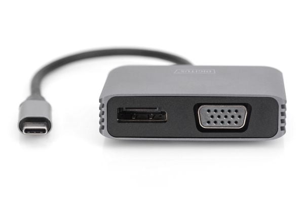 DIGITUS DA-70827 - Video adapter - USB-C (hann) til DisplayPort, VGA Adapter (hunn) - 20 cm - USB-strøm, støtter 21:9 kinosideforhold, 4K 30Hz støt...