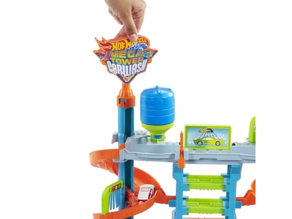 Hot Wheels City Mega Car Wash med 1 Color Shifters-bil, leke til barn, Kjøretøy og banesett, 4 år, Plast, Flerfarget