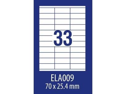 Avery ELA009, Hvit, Selvklebende skriveretikett, A4, 7 cm, 2,54 cm, 3300 stykker