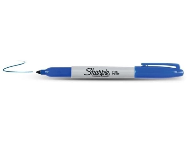 Permanentmarker sharpie, fin, rund, blå
