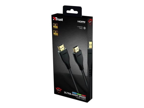 Trust GXT 731 Ruza - Ultra High Speed - HDMI-kabel - HDMI hann til HDMI hann - 1.8 m - svart - 4K 120 Hz støtte, 8K 60Hz støtte