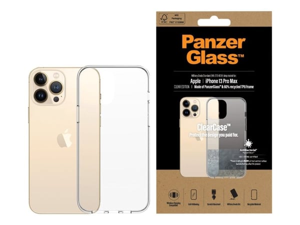 PanzerGlass ClearCase - Baksidedeksel for mobiltelefon - herdet glass, termoplast-polyuretan (TPU) - blank - for Apple iPhone 13 Pro Max