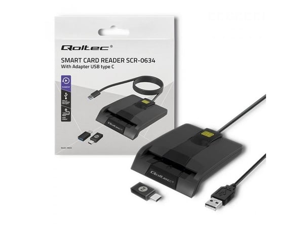 Qoltec SCR-0634 - SMART chip card reader - USB-C, USB 2.0