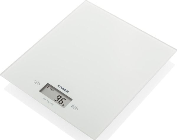 Hyundai KVE 893, Elektronisk kjøkkenvekt, 5 kg, 1 g, Hvit, Glass, Benkeplate