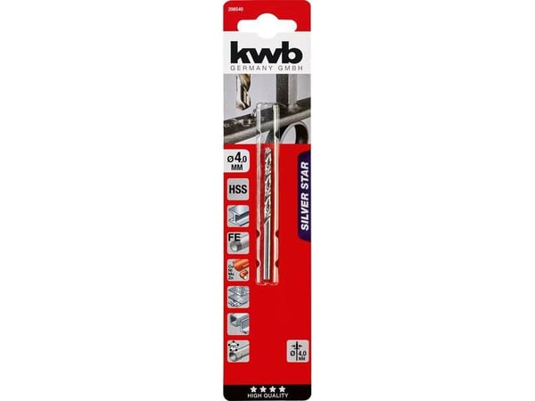 kwb 206545, Drill, Høyrehåndsrotasjon, 4,5 mm, Hard plastik, Ikke-jernholdig metall, Stål, 135°, Høy-Hastighets Stål (HHS)