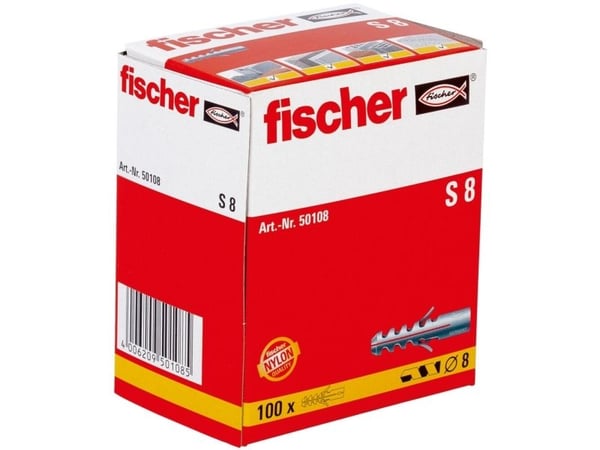 Fischer 50108, Veggplugg, Murstein, Betong, 40 mm, 8 mm, 5,5 cm, 4,5 mm