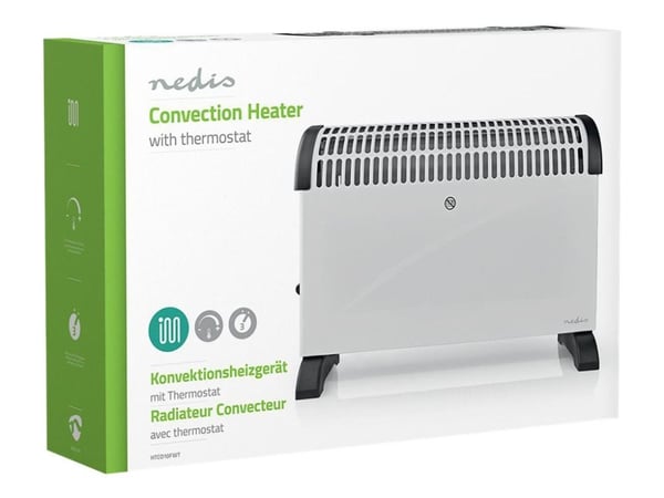 Nedis HTCO10FWT, Konvektorisähköinen tilalämmitin, 1,5 m, Sisätila, Lattia, Valkoinen, Metalli
