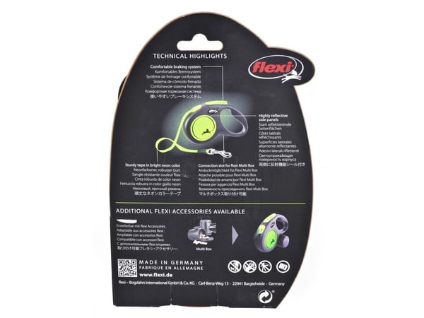 flexi New NEON bånd S, 5M, 15KG, black/neon grøn