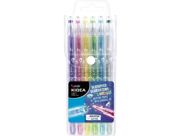 Derform diamantfargeblyanter med glitter, 6 farger KIDEA