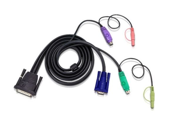 ATEN - Tastatur / video / mus / lydkabel - PS/2, HD-15 (VGA), monominijakk, mini-phone stereo 3.5 mm (hann) til DB-25 (hann) - 1.8 m - svart - for ...