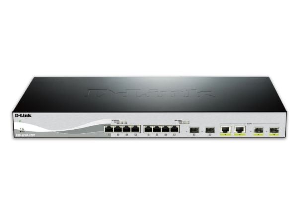 D-Link Web Smart DXS-1210-12TC - Switch - Styrt - 8 x 10GBase-T + 2 x 10 Gigabit SFP+ + 2 x kombo 10 Gigabit SFP+ - stasjonær, rackmonterbar