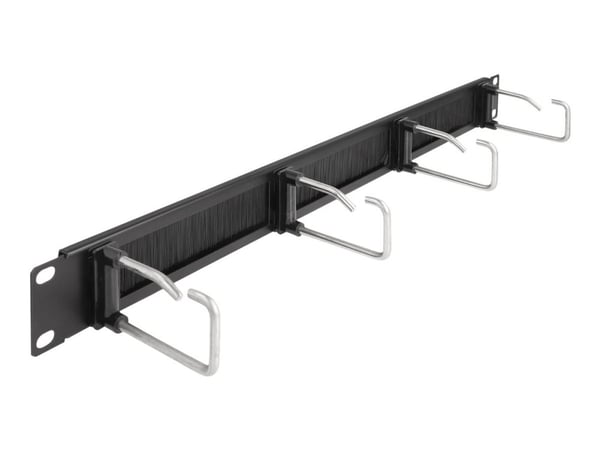 Delock - Styringspanel for rackkabler med børste - with 4 metal hooks - svart - 1U - 19"