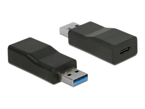 Delock - USB-adapter - USB-type A (hann) til USB-C (hunn) - USB 3.1 Gen 2 - 1 A - aktiv - svart