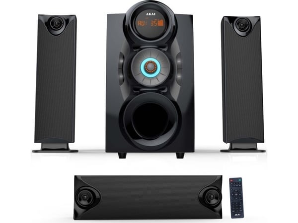 Akai SS028A-3208C, 3.1 kanaler, 75 W, Universell, Sort, FM, 0,3%