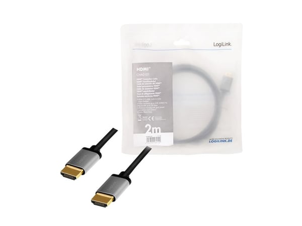 LogiLink CHA0101, 2 m, HDMI Type A (Standard), HDMI Type A (Standard), 3D, 18 Gbit/sek, musta, harmaa