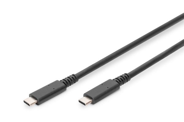 DIGITUS - USB-kabel - USB-C (hann) til USB-C (hann) - Thunderbolt 3 / USB 2.0 / USB 3.0 / USB 3.1 - 1 m - 8 K 60 Hz (7680 x 4320) støtte, 4K 60Hz (...