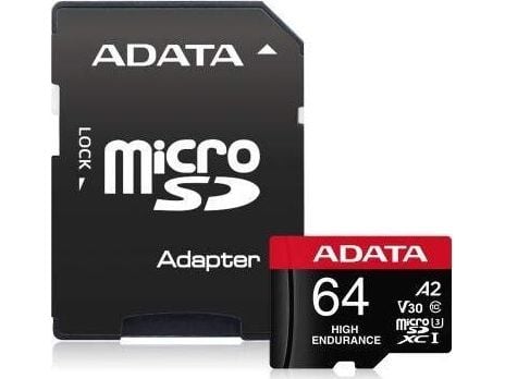 ADATA High Endurance - Flashhukommelseskort (microSDXC til SD adapter inkluderet) - 64 GB - A2 / Video Class V30 / UHS-I U3 / Class10 - microSDXC U...