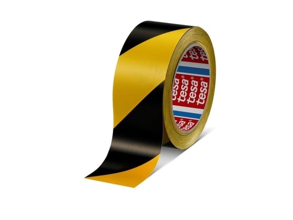 TESA lattiamerkintäteippi (keltainen/musta) 33m x 50mm 60760-00093-15