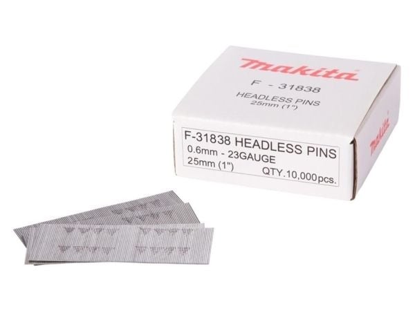 Makita - Headless pin - 10000 deler - lengde: 25 mm - bredde: 0.6 mm - for Makita DPT353Z, DPT353ZJ, PT354DSMJ, PT354DZ, PT354DZJ; XGT PT001GZ