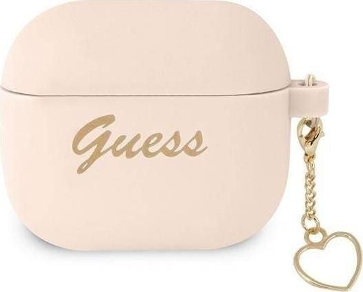 Guess GUA3LSCHSP AirPods 3-skal rosa/rosa silikoncharm hjärta (Heart Collection)