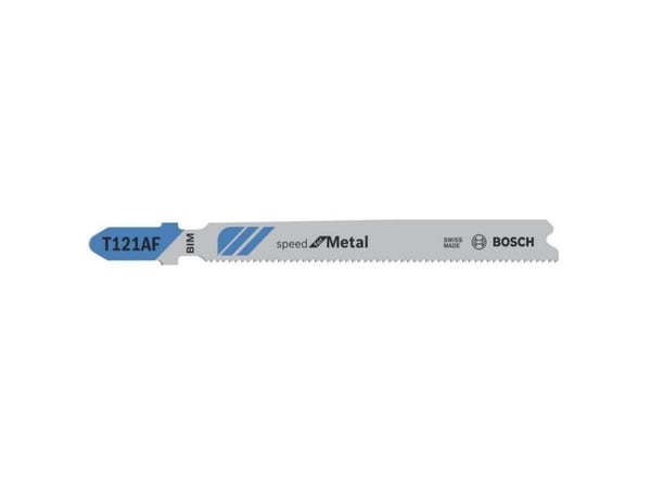 Bosch speed for Metal T 121 AF - stikksagblad - for tynne metallplater, perforerte stålplater - 5 deler - T-skaft - lengde: 92 mm (2608636699)