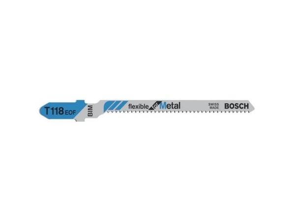 Bosch flexible for Metal T 118 EOF - Bladsett for stikksag - for blikk - 5 deler - T-skaft - lengde: 83 mm