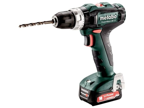 Metabo PowerMaxx SB 12 - Hammerbor - trådløs - 2 hastigheter - nøkkelfri borhylse 10 mm - 40 N·m - 2 batterier - 12 V