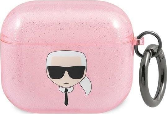 Karl Lagerfeld Glitter Karl's Head-skal till AirPods 3 - rosa