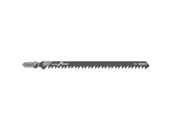 Bosch speed for Wood T 344 D - Stikksagblad - for kartong, fiberplate, bløtt tre, ikke-slipende trematerialer - T-skaft - lengde: 152 mm (en pakke 5)