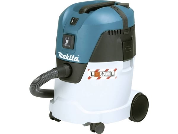 Makita VC2512L, Kuiva ja märkä, Musta, Sininen, Metallinen, 25 L, 60 l/s, 21 kPa, 5 m