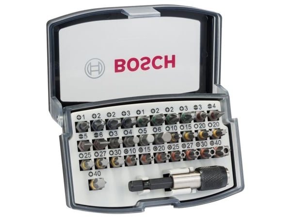 Bosch - Spissett for skrutrekker - 32 deler - torx, phillips, pozidriv, hex, slot, inngrepssikret torx - lengde: 25 mm