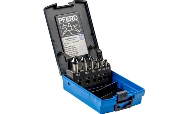 PFERD SET KES HSS DIN 335 C90° 6 HC-FEP, Stål, Gjutjärn, Icke-järnmetaller, Rostfritt stål, Gjuten aluminium, Snabbstål (HSS)