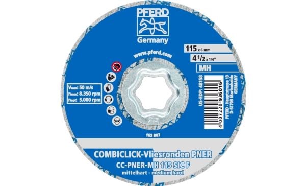 PFERD COMBICLICK non-woven discs PNER, 11,5 cm, 5 stykker