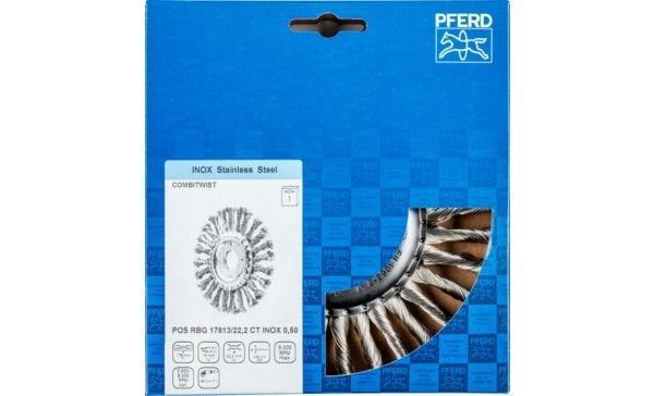 PFERD POS RBG 17813/22,2 CT INOX 0,50, 17,8 cm, 17,8 cm, Stål, Metal uden jern, Bronze, Rustfrit stål, Aluminium, 9000 rpm