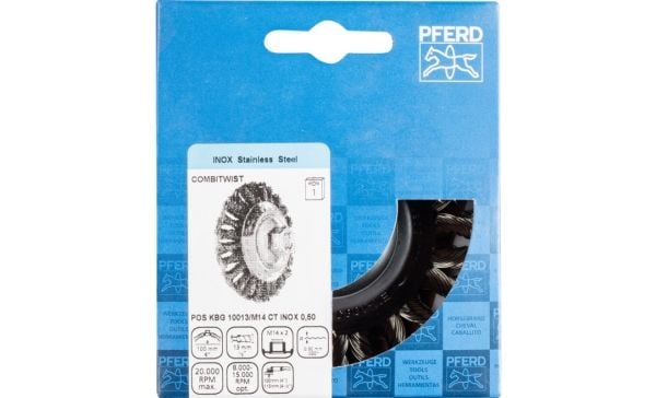 PFERD POS KBG 10013/M14 CT INOX 0,50, 10 cm, 10 cm, Stål, Metal uden jern, Bronze, Rustfrit stål, Aluminium, 20000 rpm