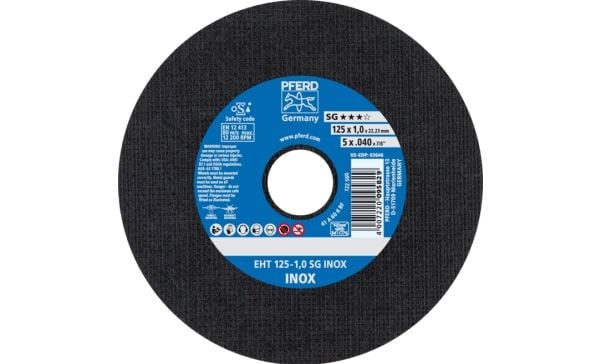 PFERD EHT 125-1,0 SG INOX, Stål, Rustfritt stål, PFERD, 2,22 cm, 12,5 cm, 12200 o/min, 25 stk